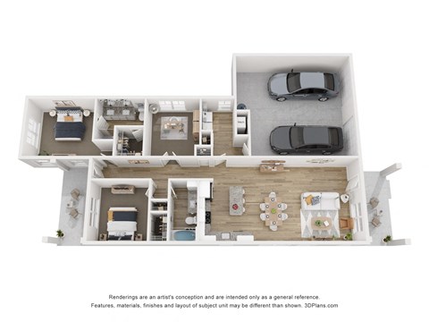 Floor plan for 2 beds, 2 baths, 1425 sqft